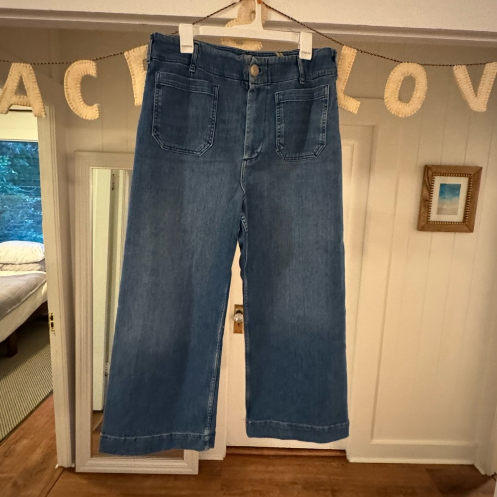 The Colette Cropped High-Rise Wide-Leg Jeans by Maeve Anthropologie 32 Denim